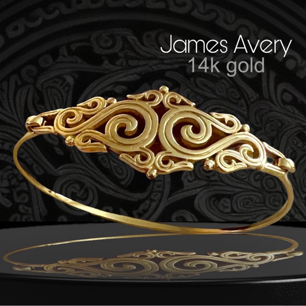 RARE 14k gold James Avery Sorrento hinged clasping bracelet